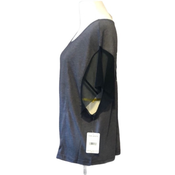 Free People “WILD” Black Mesh Gray Graphic Top - Picture 6 of 13